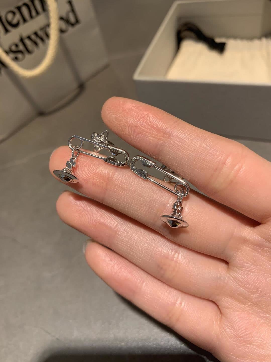 Vivienne Westwood Silver Safety Pin Earrings
